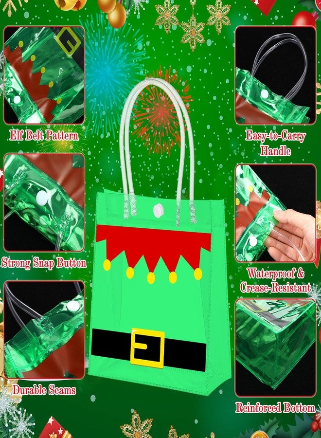 مارسبارك مجموعة مارسبارك من 24 كيس هدايا شفاف من مادة PVC لعيد الميلاد، مزودة بمقبض، وحزام سانتا كلوز، وحقيبة هدايا بلاستيكية قابلة لإعادة الاستخدام، مثالية لتوزيع الهدايا في حفلات عيد الميلاد الشتوية، مقاس 6.3 × 5.91 × 3.15 بوصة. - Image 3